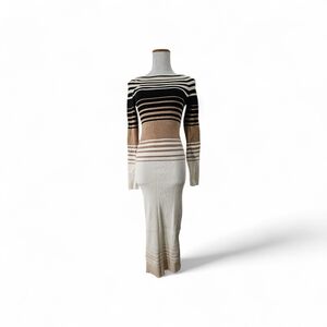 Express Black and Cream Ribbed Knit Dress